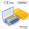 image:imageMr Pen Plastic Pencil Case Box 6 Pack  Large Crayon Marker Pen Organizer Bulk Plastic Bead Organizing Container with SnapTight Lids Clear Craft Storage BoxesYellow  Blue