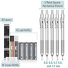 image:imageMr Pen Professional Metal Mechanical Pencil Set with Lead Refills amp Erase  rs 5 Pack 5 Sizes 03 05 07 09 amp 2mm 6x Tubes HB 2B amp Colored Lead Refills for School Supplies Drawing Sketching