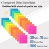 image:imageMr Pen Transparent Glitter Sticky Notes 3x3 12 Pads 600 Sheets  Colorful Plastic Glitter Sticky Notes Bulk SelfStick Note Pads for Women Office School Home Study amp OrganizationPrism Glow