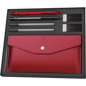 image:imageMr Pen 05mm Metal Mechanical Pencil Set with Lead Refills amp Erasers  2 Pack 2x Tubes Lead Refill 2x Erasers Red Faux Leather Pencil Case for School Supplies Note Taking Fathers Day Gift