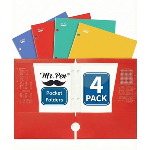 image:imageMr Pen 4Pocket Folders 4 Pack 125 x 95 Pastel Colors  TearResistant Paper Folders with Pockets 3 Holes Punched High CapacityVibrant