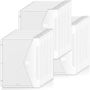 image:imageMr Pen Binder Folders with SpaceSaving Closure 30 Pack Clear  Heavyweight Binder Pockets for 3 Ring Binders