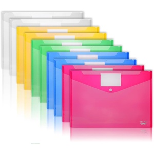 image:imageMr Pen Clear Plastic Envelopes 4 Pack A4 Clear Letter Size  Plastic Envelopes with Snap ClosureAssorted Colors