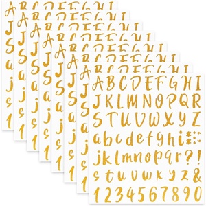 image:imageMr Pen Glitter Letter Stickers 1 Inch 8 Sheets 576 pcs Gold  Self Adhesive Glitter Letters and Numbers Vinyl Alphabet Stickers