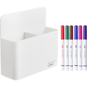 image:imageMr Pen Magnetic Marker Holder White  Magnetic Dry Erase Marker Holder with 6 Colorful Markers Whiteboard Marker Holder White Board Organizer