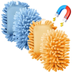 image:imageMr Pen Magnetic Microfiber Shag Whiteboard Erasers 4 x 6 4 Pack  Dual Surface Washable Large Dry Erase Board Cleaner for Chalk Marker Classroom Office HomeBlue  Orange
