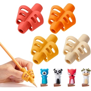 image:imageMr Pen Pencil Grips for Kids Handwriting 4 Pack with 4 Clips  Bright Colors Flexible Silicon Pencil Holder for Kids Right amp LeftHandedAutumn Colors