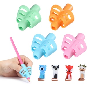image:imageMr Pen Pencil Grips for Kids Handwriting 4 Pack with 4 Clips  Bright Colors Flexible Silicon Pencil Holder for Kids Right amp LeftHandedBlue  Green  Orange  Pink