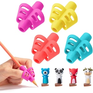 image:imageMr Pen Pencil Grips for Kids Handwriting 4 Pack with 4 Clips  Bright Colors Flexible Silicon Pencil Holder for Kids Right amp LeftHandedCandy Colors