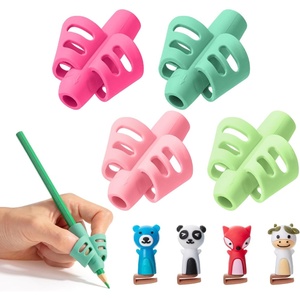 image:imageMr Pen Pencil Grips for Kids Handwriting 4 Pack with 4 Clips  Bright Colors Flexible Silicon Pencil Holder for Kids Right amp LeftHandedSpring Colors