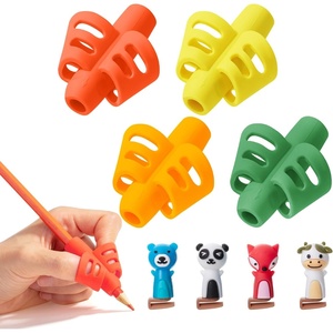 image:imageMr Pen Pencil Grips for Kids Handwriting 4 Pack with 4 Clips  Bright Colors Flexible Silicon Pencil Holder for Kids Right amp LeftHandedTropical Colors