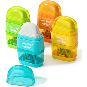 image:imageMr Pen Pencil Sharpener amp Eraser 4 Pack  2in1 Manual Sharpeners with Canister 2 Sharpening Holes for Standard amp Jumbo Pencils Colorful Dual Hole Design for SchoolYellow  Orange  Blue  Green