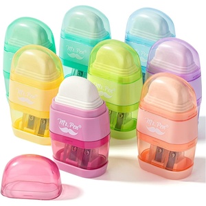 image:imageMr Pen Pencil Sharpener amp Eraser 4 Pack  2in1 Manual Sharpeners with Canister 2 Sharpening Holes for Standard amp Jumbo Pencils Colorful Dual Hole Design for SchoolPastel Colors