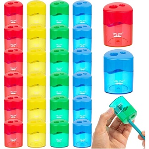 image:imageMr Pen Pencil Sharpeners Manual 24 Pack Dual Hole Colorful  Bulk Handheld Pencil Sharpener Compatible with Standard and Jumbo Pencils Snapon Lid Stainless Steel Blade