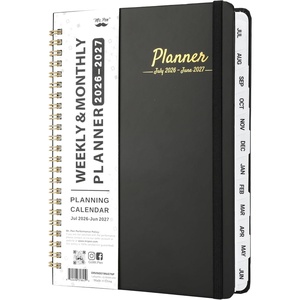 image:imageMr Pen Planner 20262027July 2026  June 2027 with Tabs  A5 63 x 85 Black Hardcover Spiral Bound Weekly and Monthly Calendar Notebook