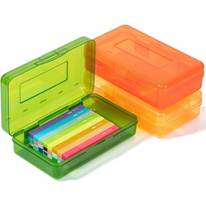 image:imageMr Pen Plastic Pencil Case Box 6 Pack  Large Crayon Marker Pen Organizer Bulk Plastic Bead Organizing Container with SnapTight Lids Clear Craft Storage BoxesYellow  Red Orange  Grass Green