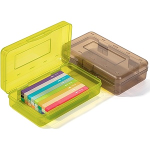 image:imageMr Pen Plastic Pencil Case Box 6 Pack  Large Crayon Marker Pen Organizer Bulk Plastic Bead Organizing Container with SnapTight Lids Clear Craft Storage BoxesGreen  Brown
