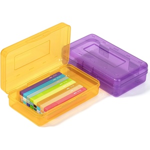 image:imageMr Pen Plastic Pencil Case Box 6 Pack  Large Crayon Marker Pen Organizer Bulk Plastic Bead Organizing Container with SnapTight Lids Clear Craft Storage BoxesPurple  Yellow
