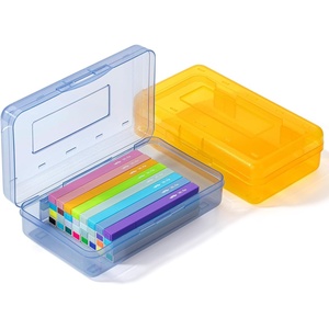image:imageMr Pen Plastic Pencil Case Box 6 Pack  Large Crayon Marker Pen Organizer Bulk Plastic Bead Organizing Container with SnapTight Lids Clear Craft Storage BoxesYellow  Blue