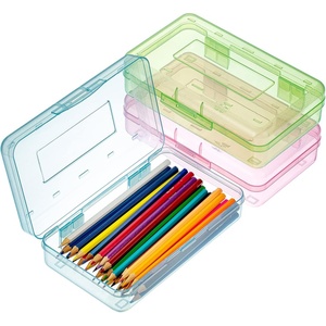 image:imageMr Pen Plastic Pencil Case Box 6 Pack  Large Crayon Marker Pen Organizer Bulk Plastic Bead Organizing Container with SnapTight Lids Clear Craft Storage BoxesPink  Blue  Green