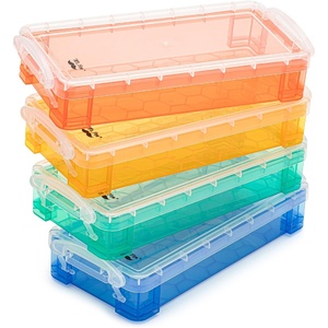 image:imageMr Pen Plastic Pencil Case Box 6 Pack  Large Crayon Marker Pen Organizer Bulk Plastic Bead Organizing Container with SnapTight Lids Clear Craft Storage BoxesOrange  Yellow  Green  Blue