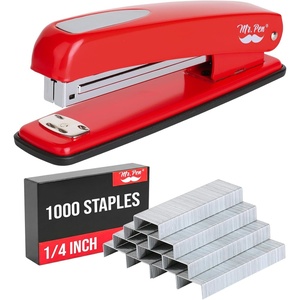 image:imageMr Pen Red Office Stapler with Staples 1000 Staples 14  20 Sheet Capacity Desktop Stapler for Students Office Supplies Ergonomic Design for Comfortable Use
