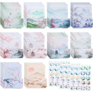 image:imageMr Pen Stationery Writing Paper with Envelopes 85 x 11 Inch  160 Pack50 Letter Writing Paper with 50 Envelopes and 60 Round Dot Sticker Cherry Blossoms Cute Stationary Set with 10 Desi