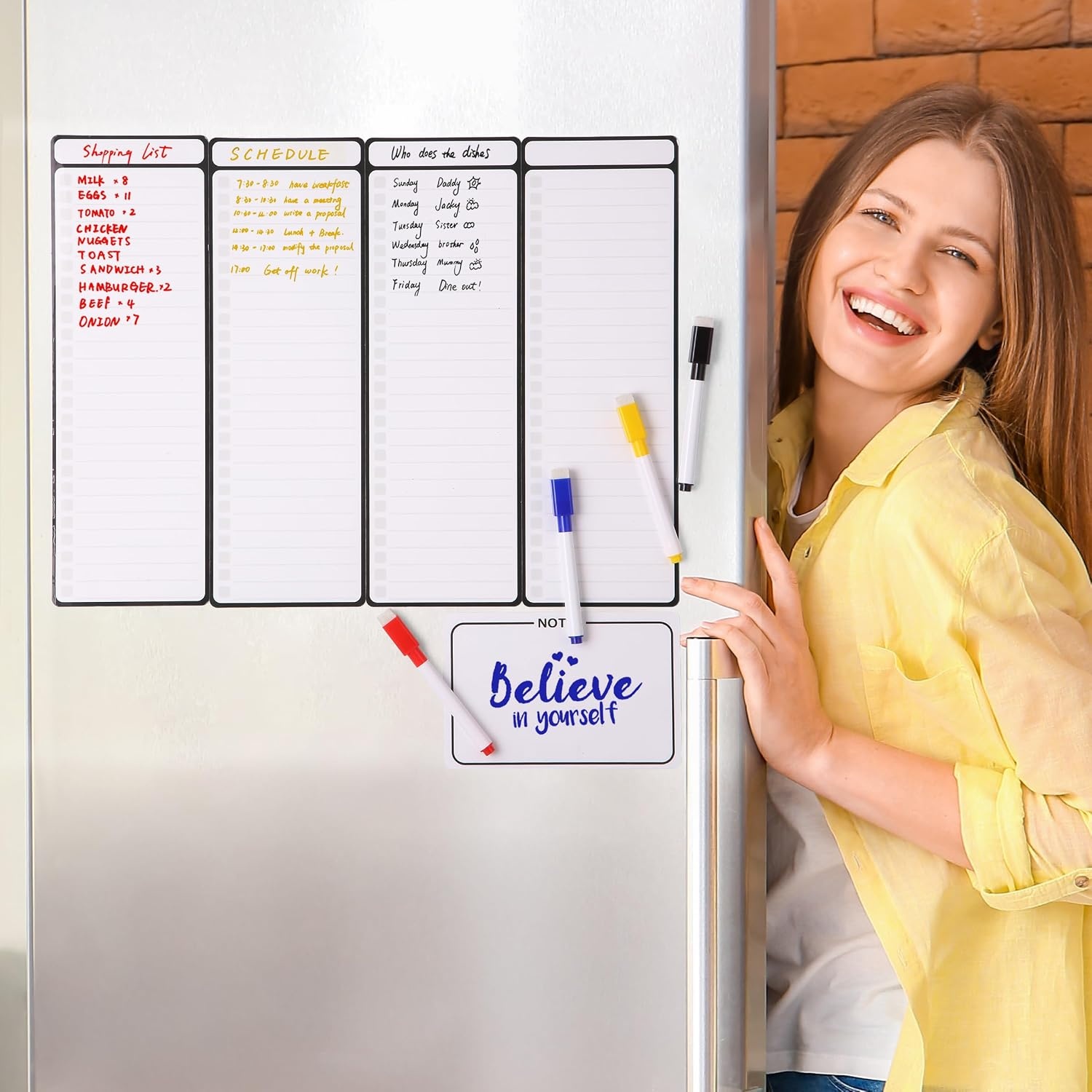 image:imageMr Pen 4 x 12 Magnetic Dry Erase to Do List Set 11 Pack Fruit Style  4X Dry Erase to Do List White Board 6X Colorful Whiteboard Markers and 6 x 4 Magnetic Whiteboard NoteBlack