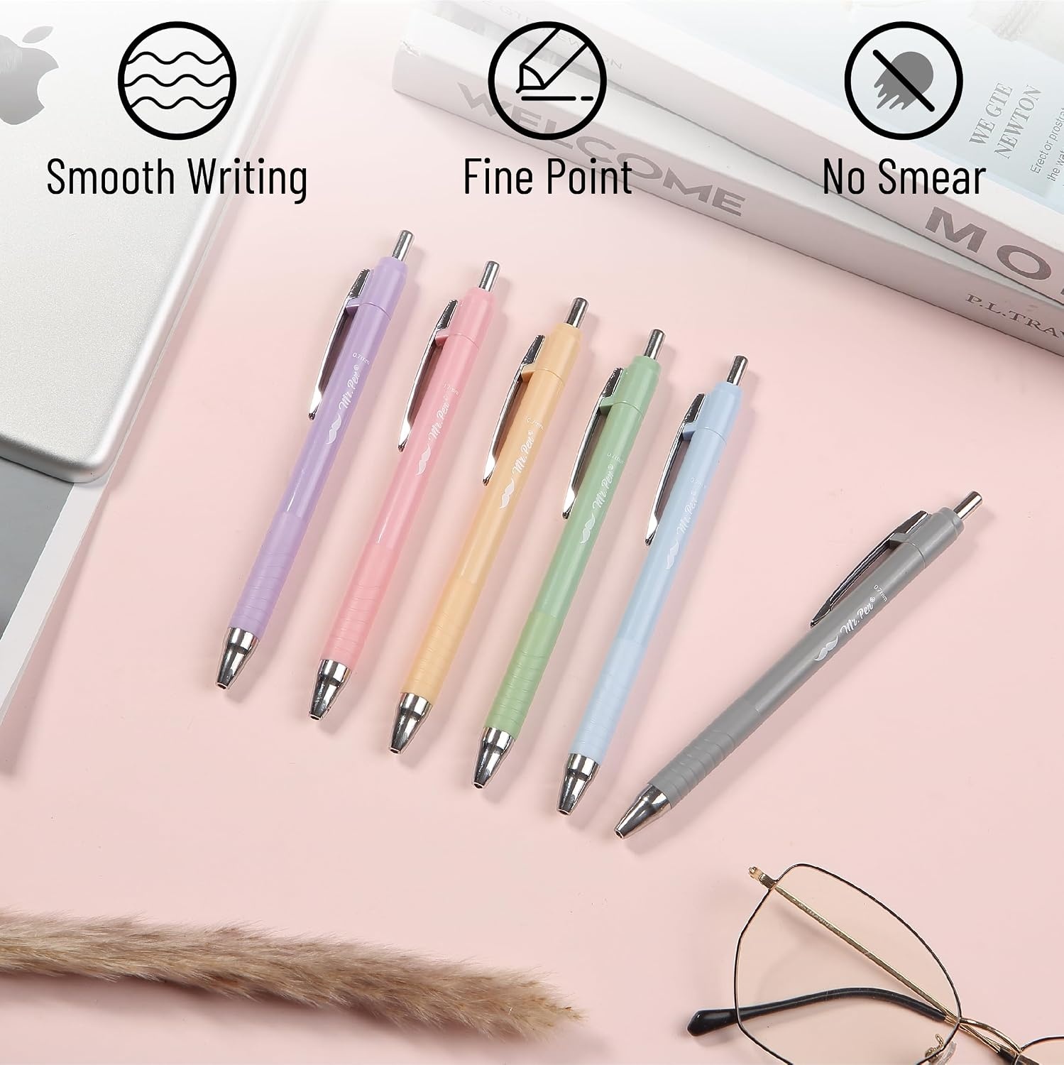 image:imageMr Pen Aesthetic Highlighters and Ballpoint Pens No Bleed 12 Pack  Assorted Colors Bible Highlighters and Pens No Bleed Fast Dry and No Smear for Bible Journaling Planner School Supplies