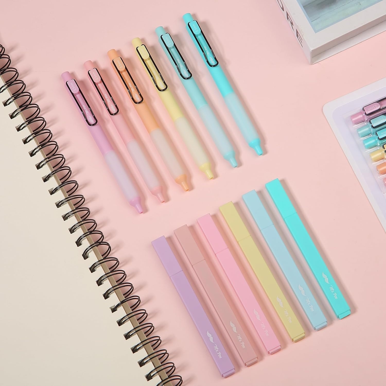 image:imageMr Pen Aesthetic Highlighters and Gel Pens 12 Pack  Assorted Colors Bible Highlighters No Bleed Assorted Ink Gel Pens Fast Dry and No Smear for Bible Journaling PlannerPastel