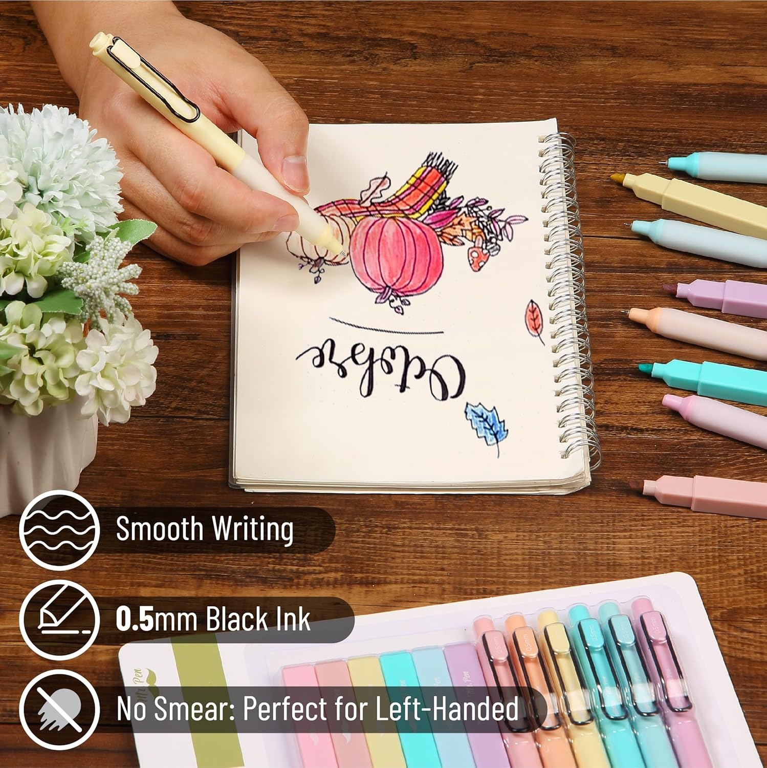 image:imageMr Pen Aesthetic Highlighters and Gel Pens 12 Pack  Assorted Colors Bible Highlighters No Bleed Assorted Ink Gel Pens Fast Dry and No Smear for Bible Journaling PlannerPastel