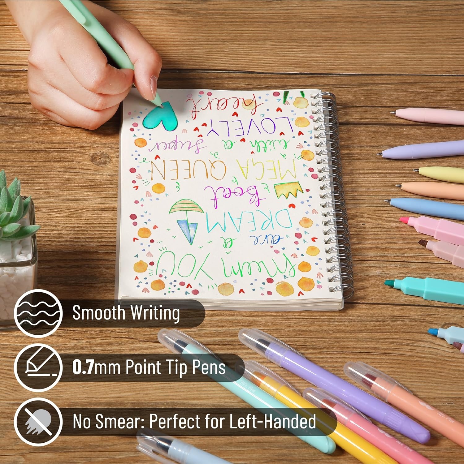 image:imageMr Pen Aesthetic Highlighters and Gel Pens 18 Pack  Pastel Colors Bible Highlighters No Bleed Colored Ink Gel Pens Fast Dry and No Smear for Bible Journaling PlannerPastel and Vibrant