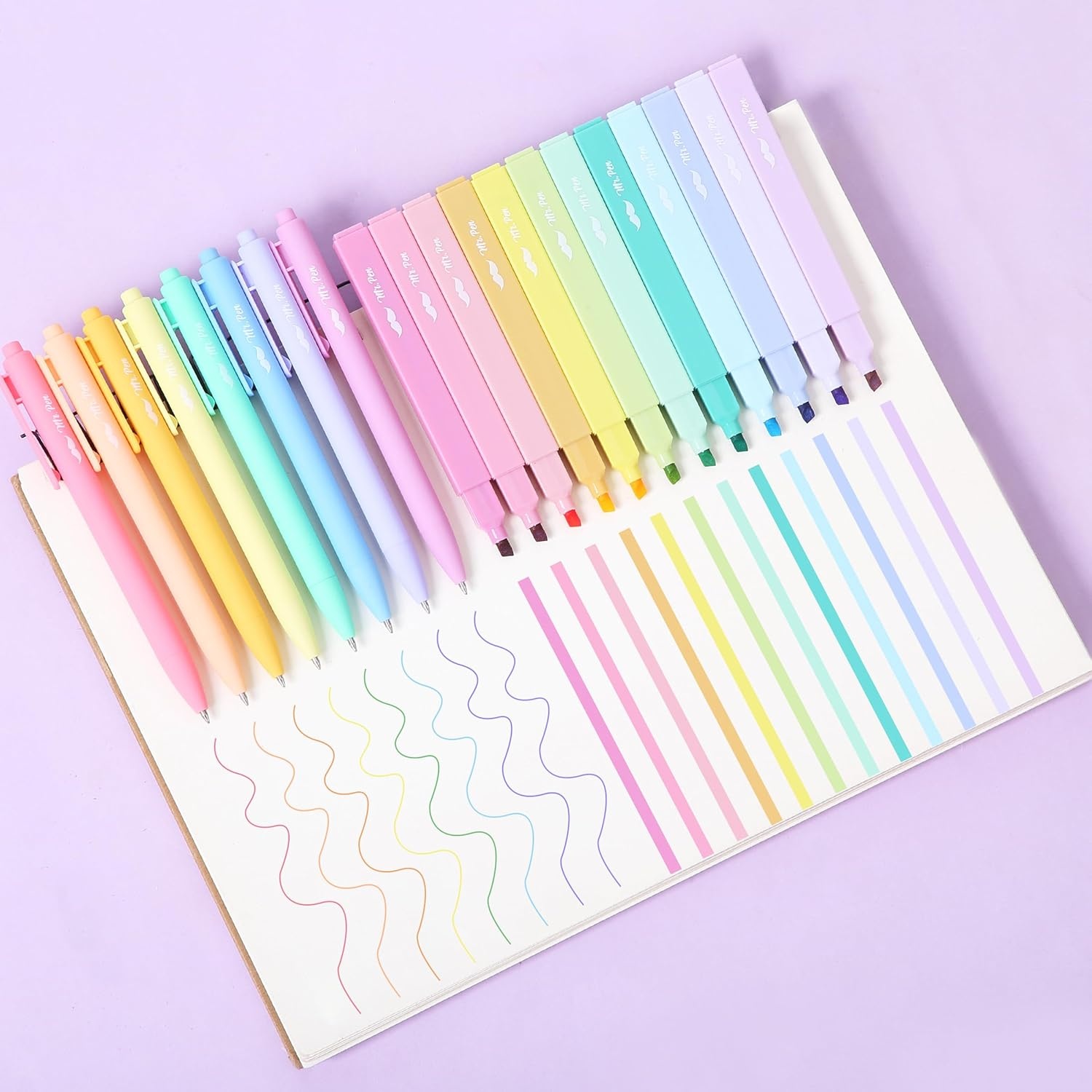 image:imageMr Pen Aesthetic Highlighters and Gel Pens 20 Pack  Assorted Colors Bible Highlighters No Bleed Colorful Ink Gel Pens Fast Dry and No Smear for Bible Journaling Planner