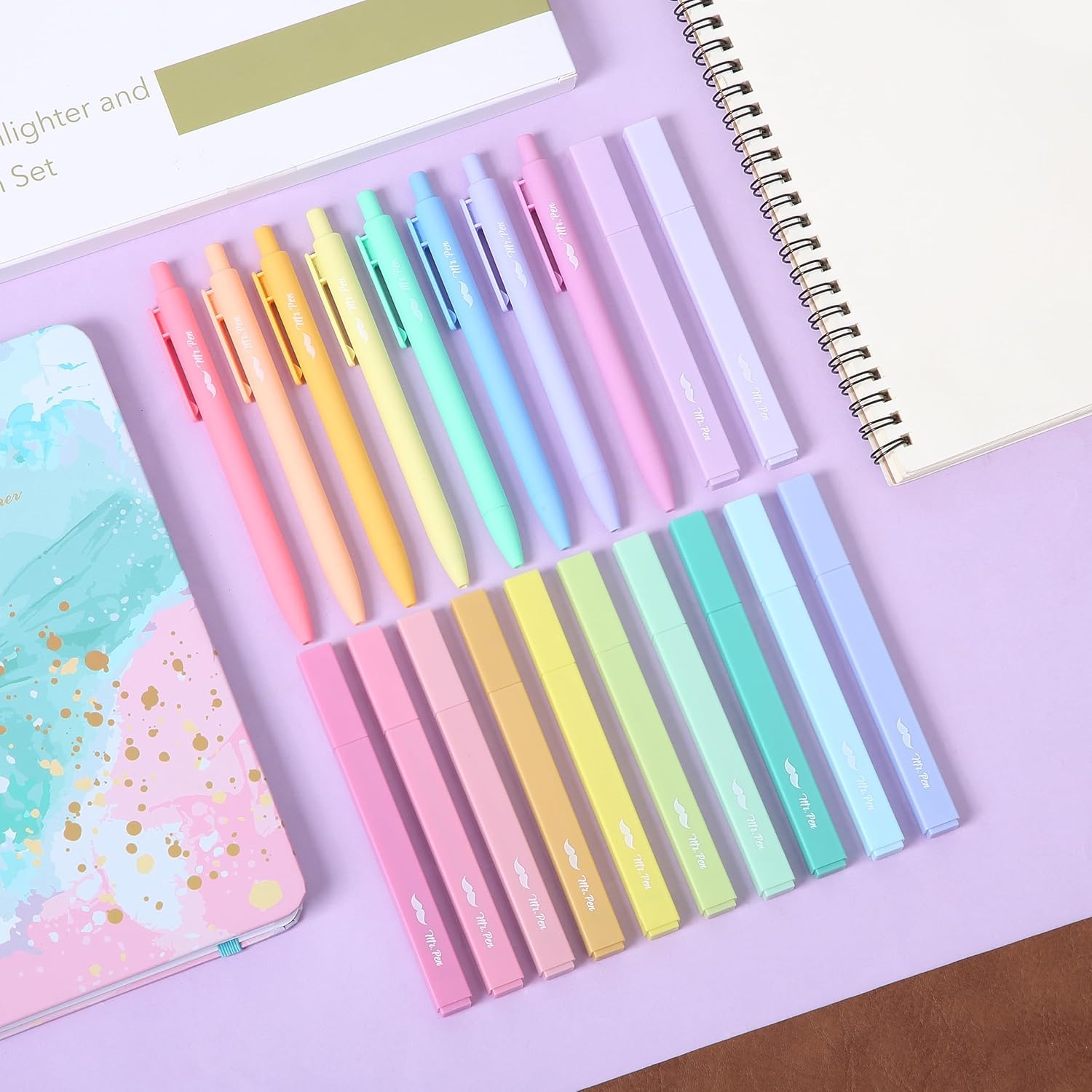 image:imageMr Pen Aesthetic Highlighters and Gel Pens 20 Pack  Assorted Colors Bible Highlighters No Bleed Colorful Ink Gel Pens Fast Dry and No Smear for Bible Journaling Planner