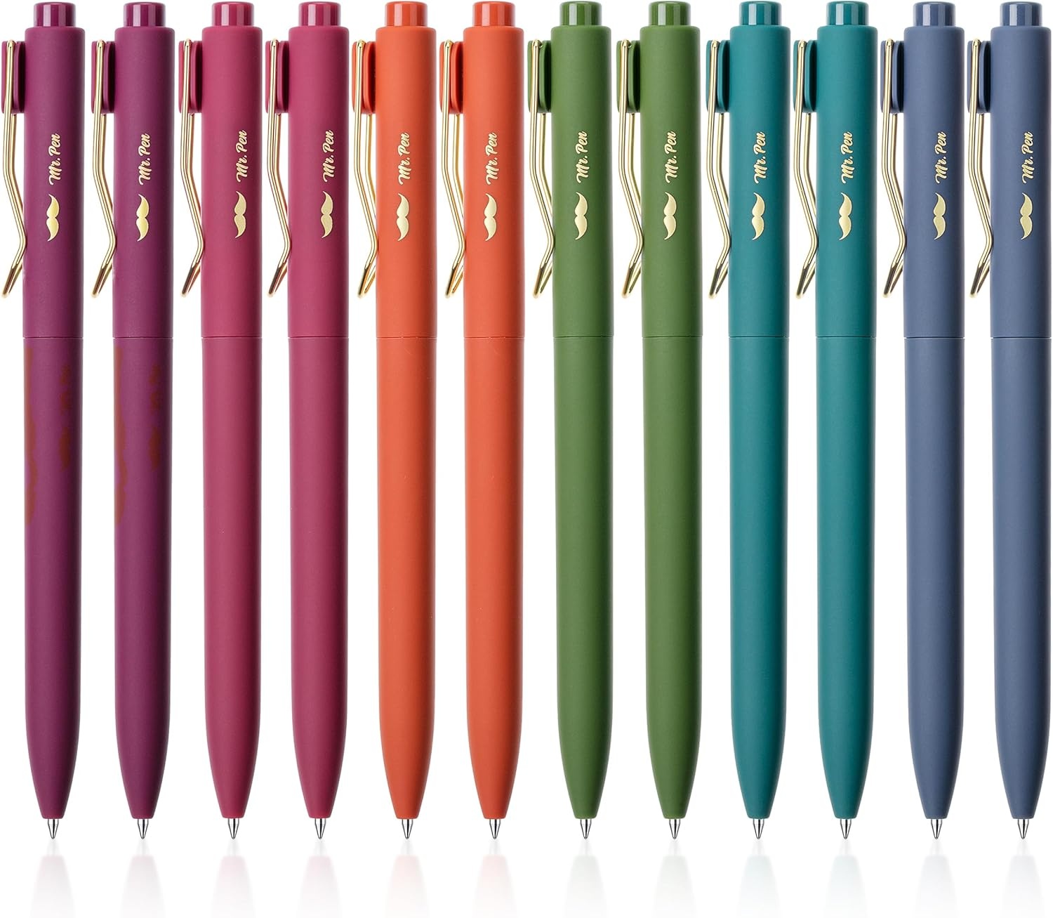 image:imageMr Pen Ballpoint Pens with Case 12 Pack Colorful Ink 12 Refills 07mm  Bible Journaling Pens Cute Ballpoint Pens Assorted Color Ink