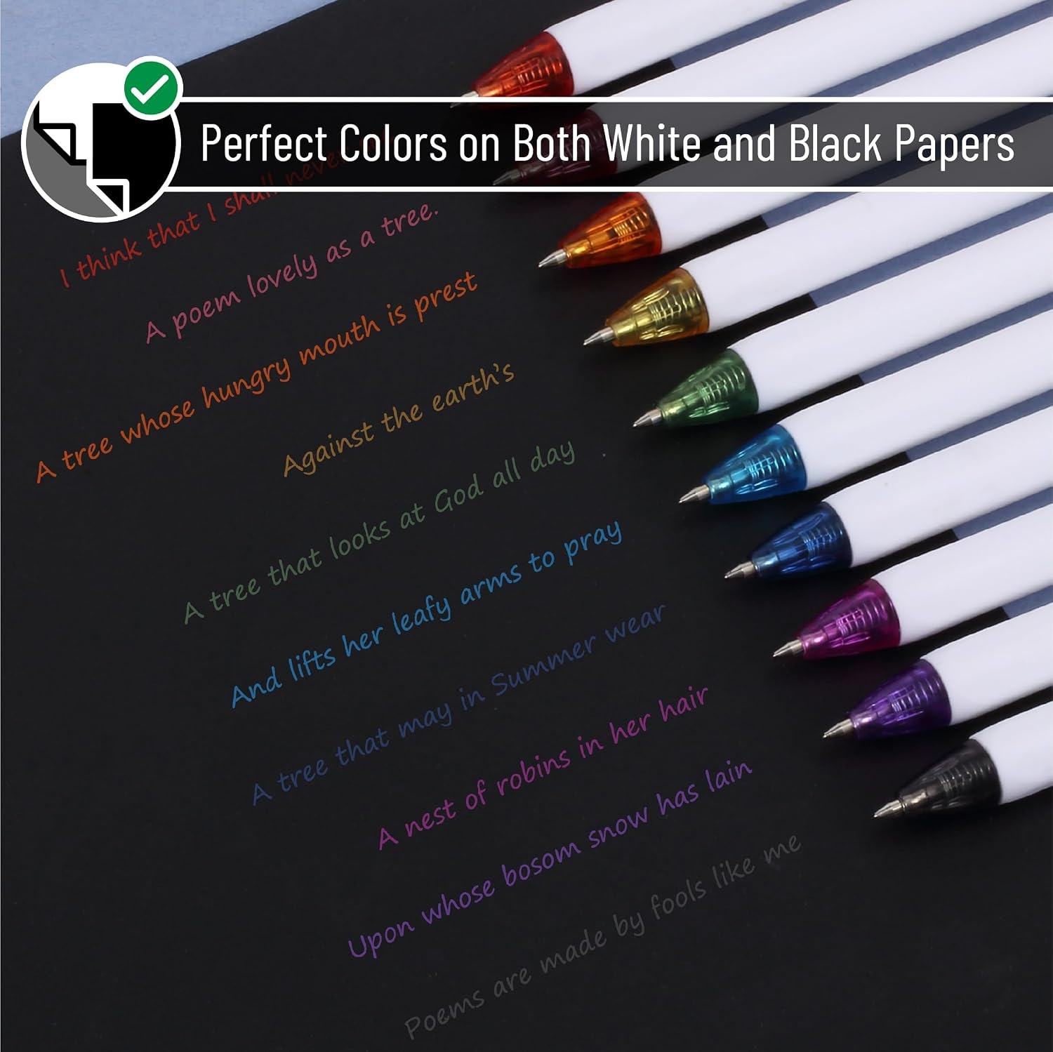 image:imageMr Pen Cute Ballpoint Pens Assorted Color Ink 07mm  10 Colorful Ink Ballpoint Pens with Case and 12 Refills Cute Pens for Journaling