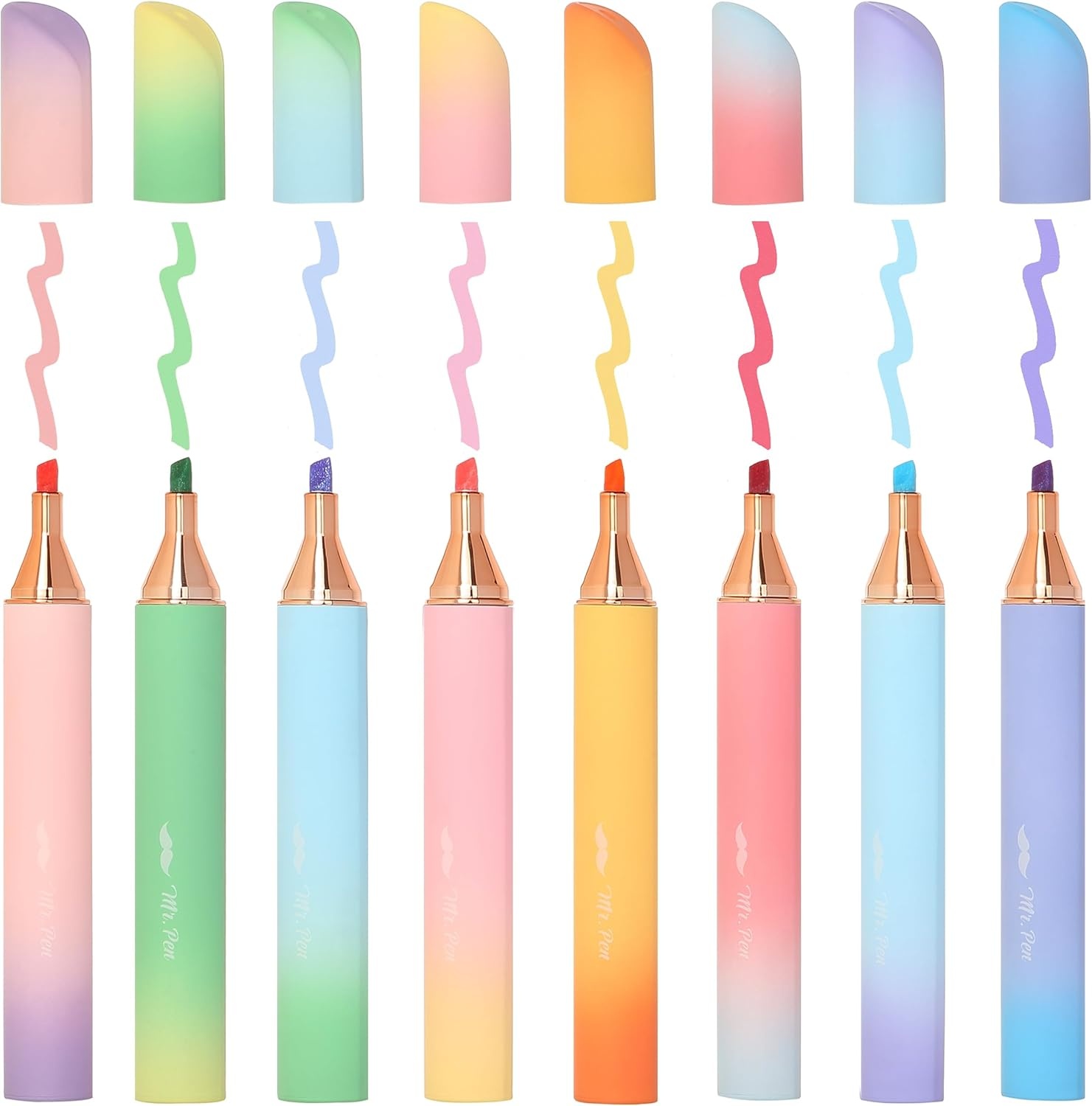 image:imageMr Pen Glitter Highlighters 8 Pack Sunshine Colors  Chisel Tip Glitter Highlighter Markers for Journaling Notes Planners amp Creative Highlighting