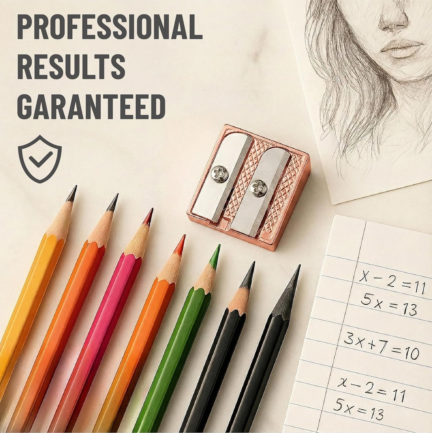 image:imageMr Pen Handheld Metal Pencil Sharpener 6 Pack  2Hole Dual Size Standard amp Jumbo Rose Gold Metal Manual Pencil Sharpeners for Graphite amp Colored Pencils School OfficeRose Gold