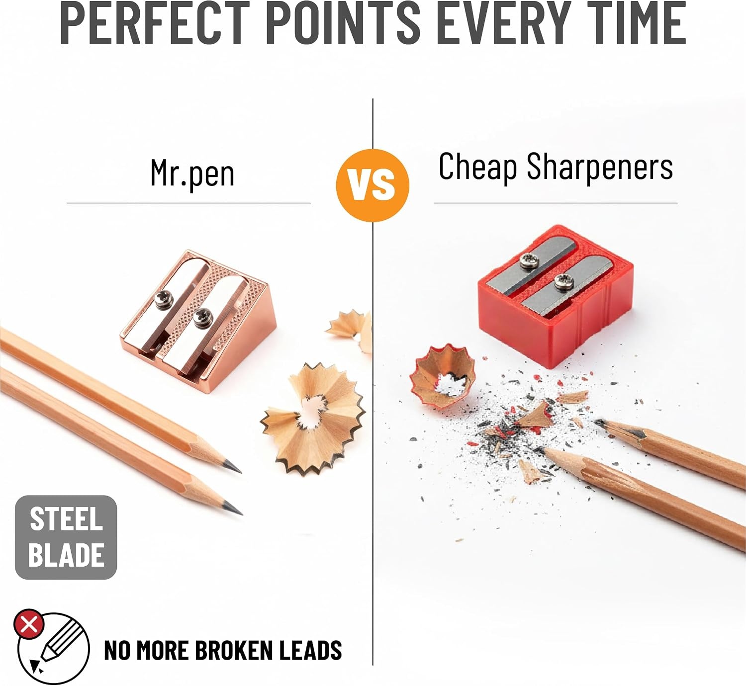 image:imageMr Pen Handheld Metal Pencil Sharpener 6 Pack  2Hole Dual Size Standard amp Jumbo Rose Gold Metal Manual Pencil Sharpeners for Graphite amp Colored Pencils School OfficeRose Gold