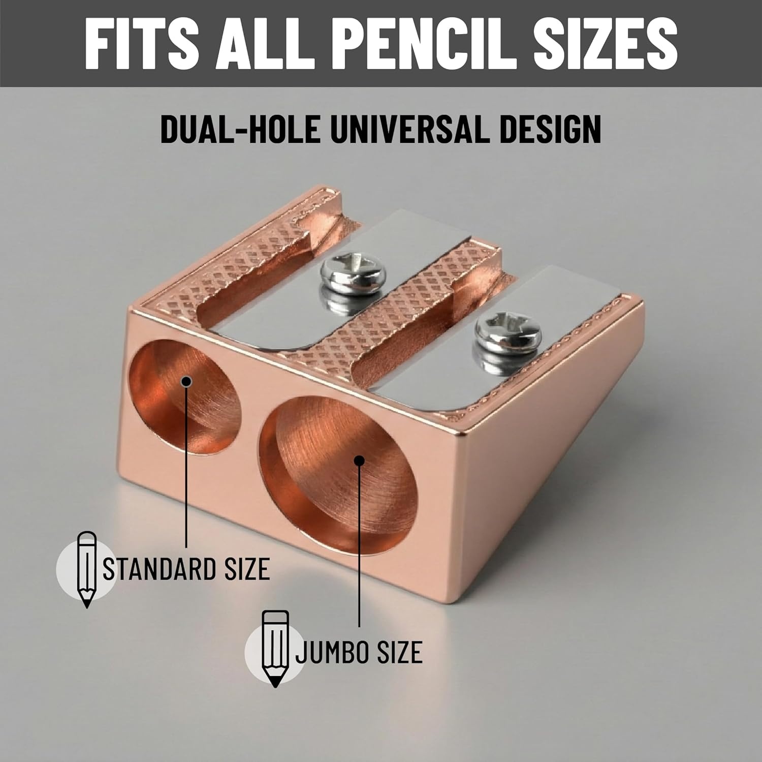 image:imageMr Pen Handheld Metal Pencil Sharpener 6 Pack  2Hole Dual Size Standard amp Jumbo Rose Gold Metal Manual Pencil Sharpeners for Graphite amp Colored Pencils School OfficeRose Gold