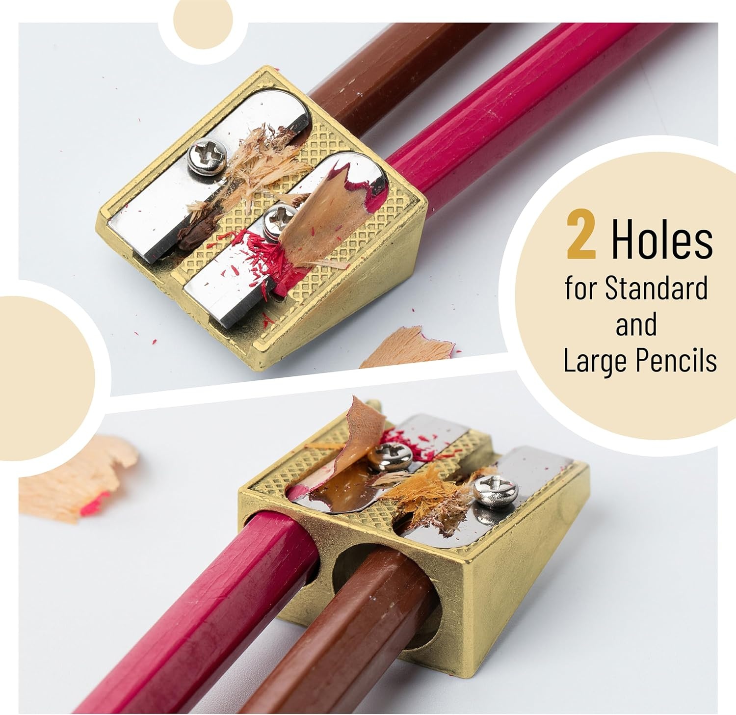 image:imageMr Pen Handheld Metal Pencil Sharpener 6 Pack  2Hole Dual Size Standard amp Jumbo Rose Gold Metal Manual Pencil Sharpeners for Graphite amp Colored Pencils School OfficeGold