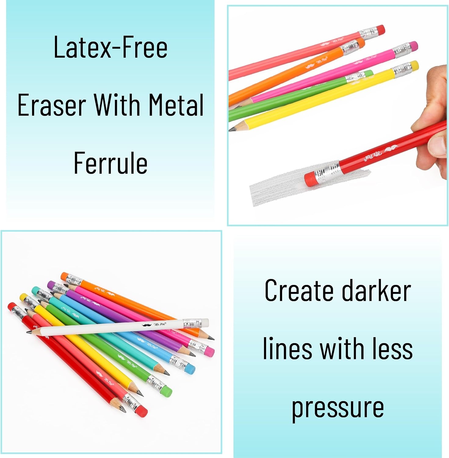image:imageMr Pen Jumbo Pencils 30 Pack Colorful Barrels  Smooth Black 2 HB Graphite Cores Large Preschool Pencils Smooth Writing Lead for Kindergarten Kids and School SuppliesBright Barrels