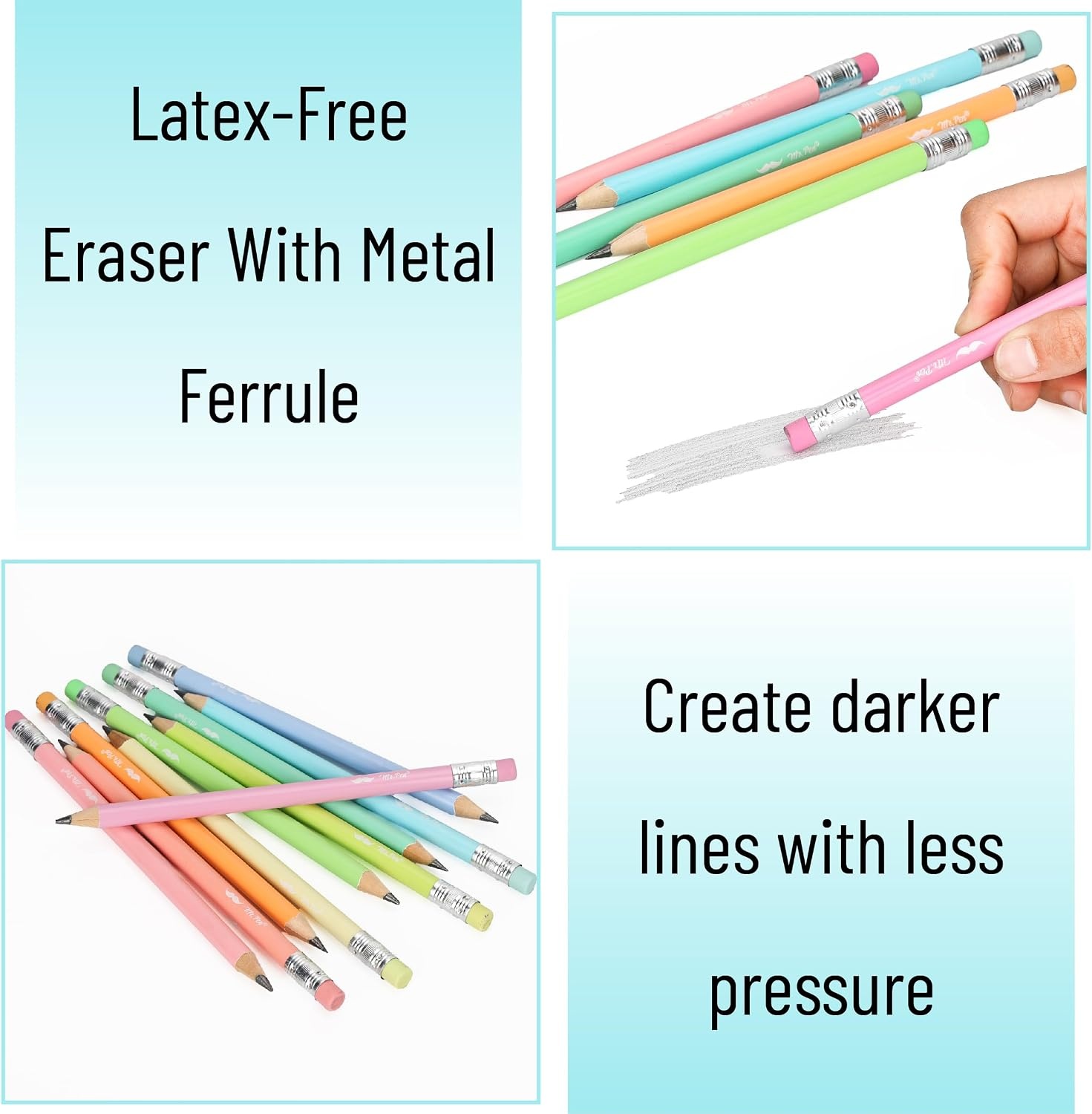 image:imageMr Pen Jumbo Pencils 30 Pack Colorful Barrels  Smooth Black 2 HB Graphite Cores Large Preschool Pencils Smooth Writing Lead for Kindergarten Kids and School SuppliesSoft Pastel Barrels