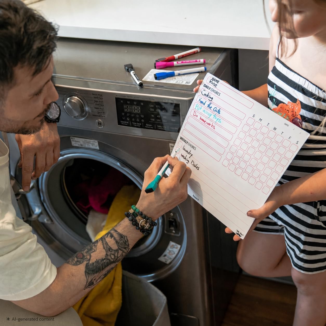 image:imageMr Pen Magnetic Dry Erase Chore Chart for Fridge 10x10 2 Pack  6x Fine Point Markers Refrigerator Magnetic Chore Chart Dry Erase for Multiple Kids Teens and AdultsWhite