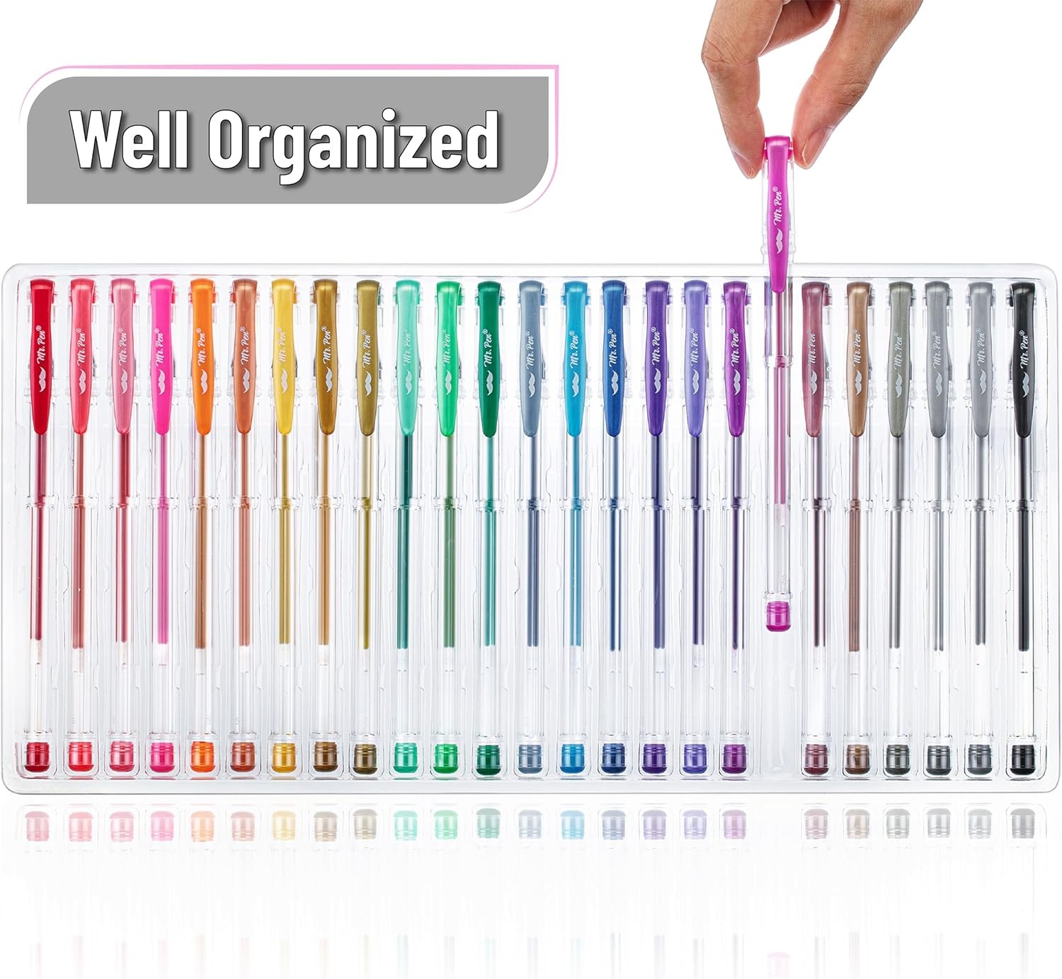 image:imageMr Pen Metallic Gel Pens 25 Pack Assorted Vibrant Colors  Metallic Gel Pens for Journaling Doodling Drawing Lettering amp Coloring Writes on Light amp Dark Paper1 Count Pack of 1