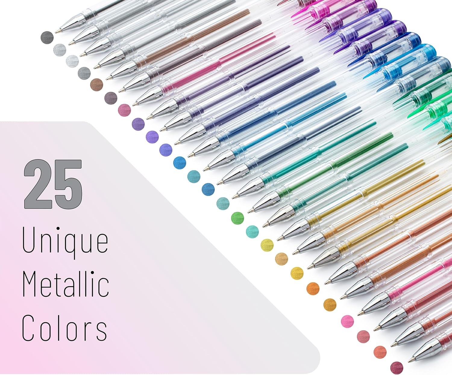 image:imageMr Pen Metallic Gel Pens 25 Pack Assorted Vibrant Colors  Metallic Gel Pens for Journaling Doodling Drawing Lettering amp Coloring Writes on Light amp Dark Paper1 Count Pack of 1