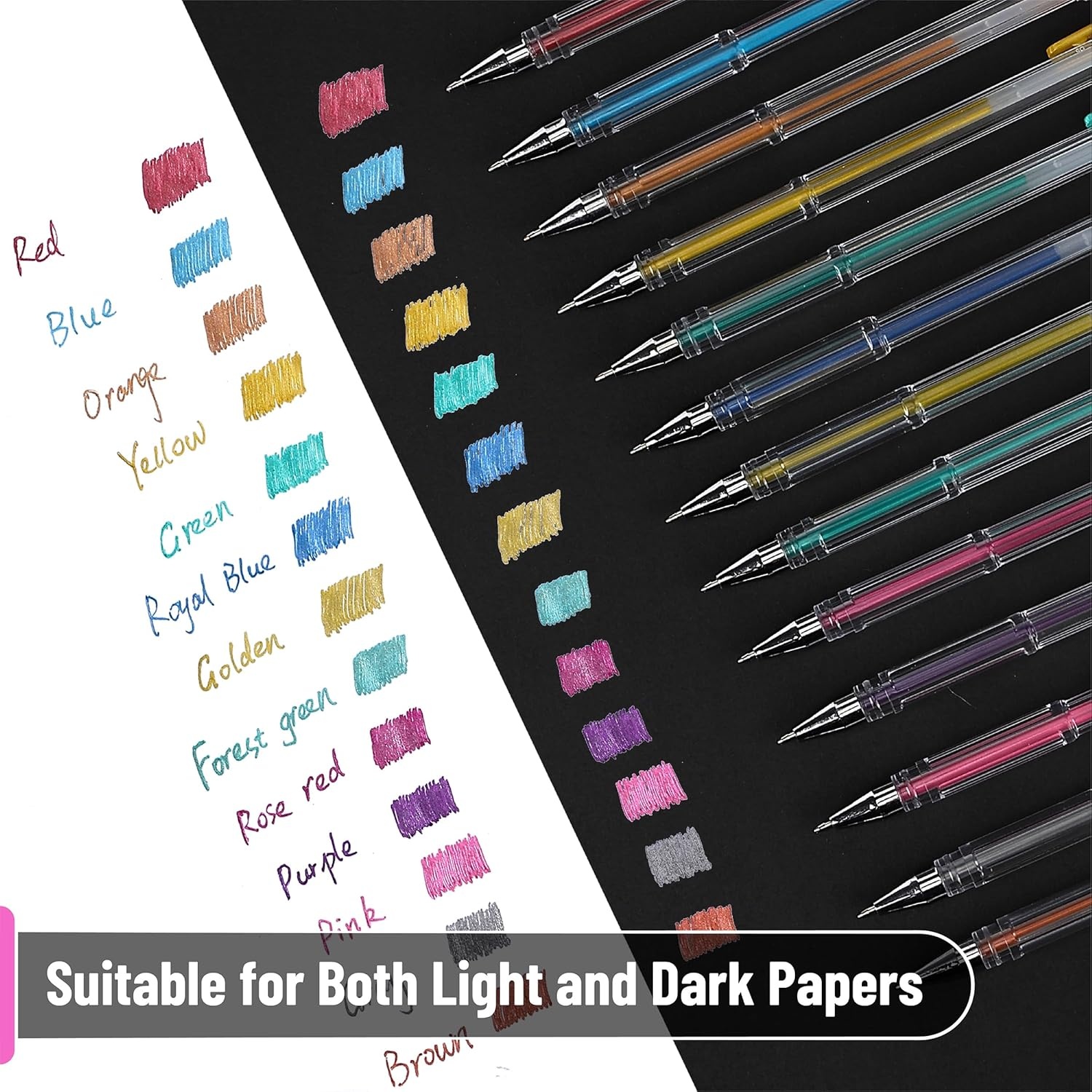 image:imageMr Pen Metallic Gel Pens 25 Pack Assorted Vibrant Colors  Metallic Gel Pens for Journaling Doodling Drawing Lettering amp Coloring Writes on Light amp Dark Paper1 Count Pack of 1