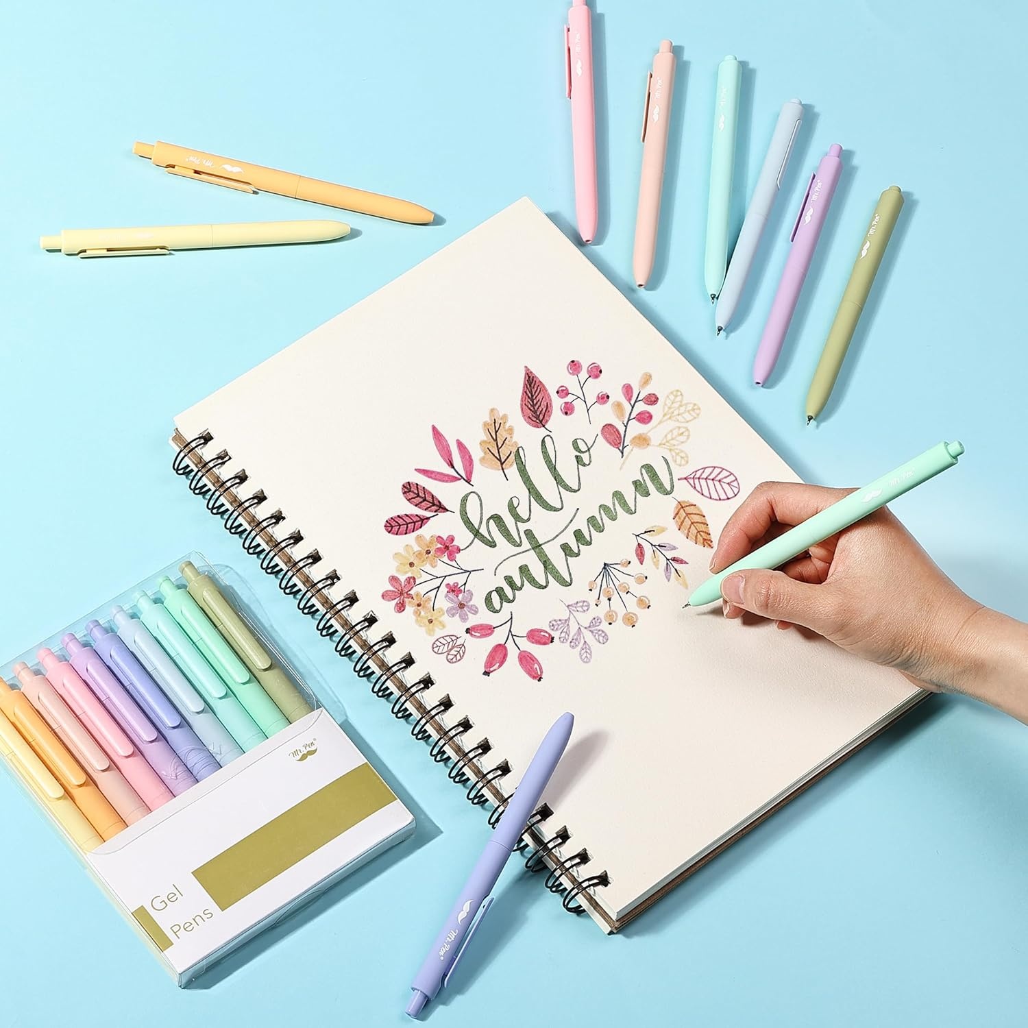 image:imageMr Pen Retractable Gel Pens 10 Pack Assorted Color Ink  Fine Point 05 mm Fast Dry Smooth Writing Cute Gel Ink Pens for Drawing Writing Planner and School Supplies1 Count Pack of 1
