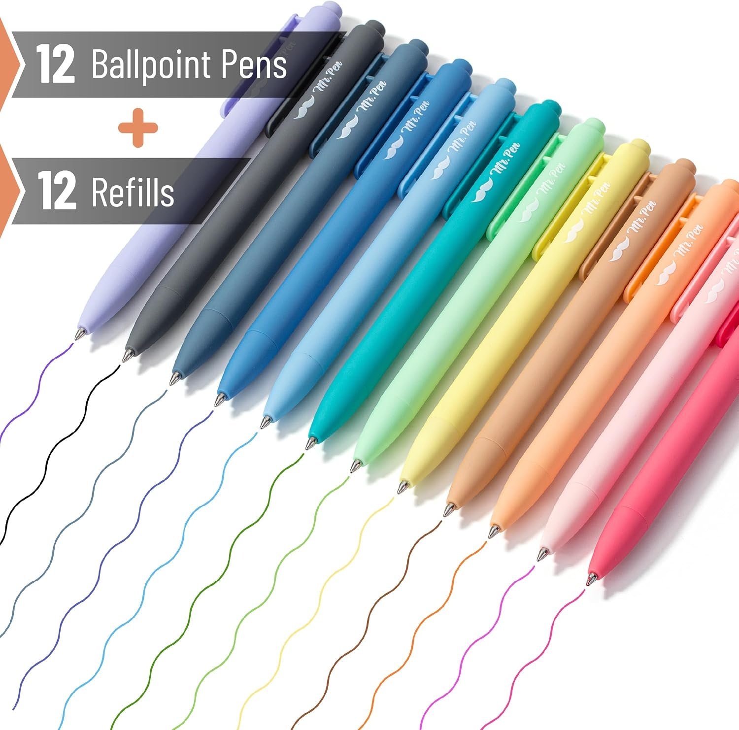 image:imageMr Pen Retractable Gel Pens with Case 12 Pack Assorted Color Ink  12 Refills Fine Point 07 mm Fast Dry Smooth Writing Cute Gel Ink Pens for Drawing Writing Planner and School Supplies