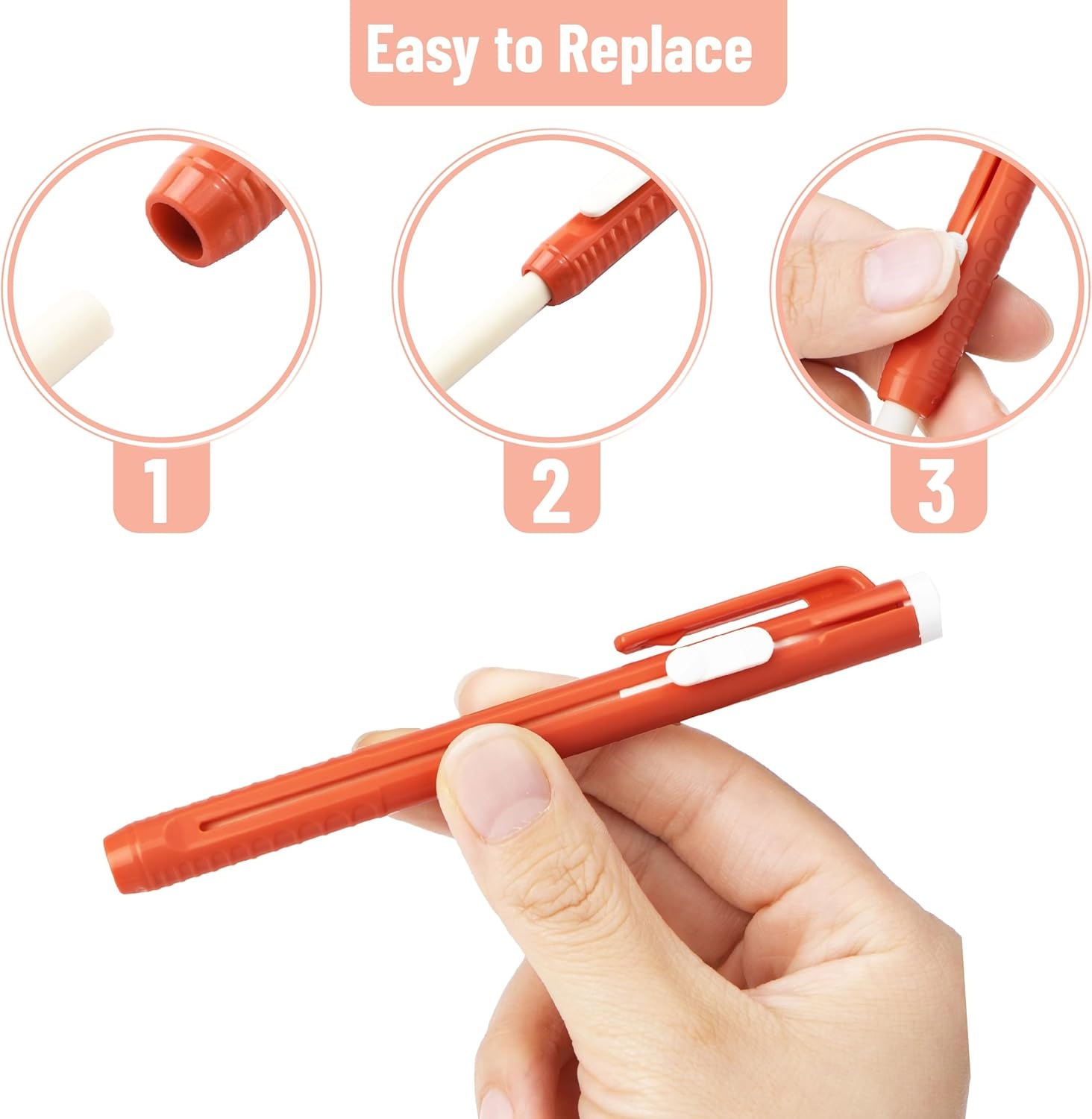 image:imageMr Pen Retractable Mechanical Eraser Pen 6 Pack Earthy Colors Erasers for Pencils Eraser for ArtistsCoral